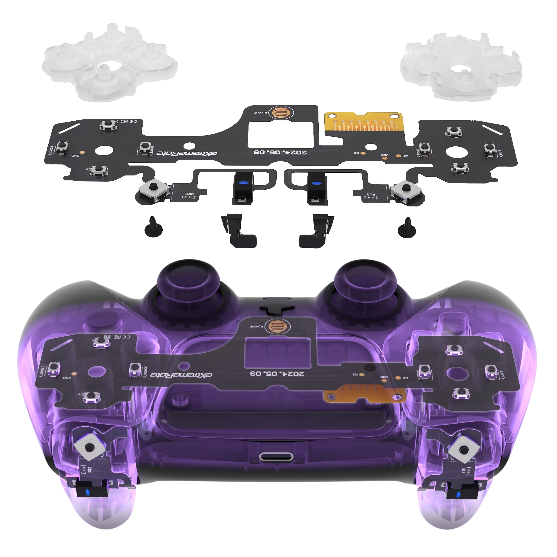 eXtremeRate for ps5 Controller BDM-040/BDM-050/060 Whole Clicky Kit V2, Shoulder Face Dpad Buttons