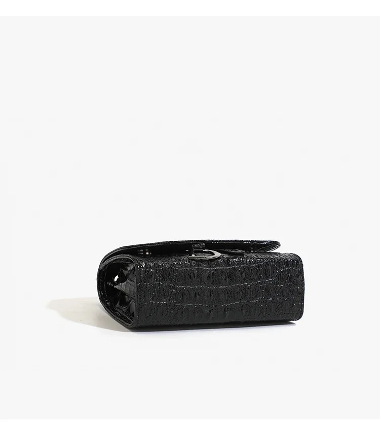Fashion Ladies Croc Pattern Sequined Chain Crossbody Bag D‑Buckle Shoulder Messenger Handbag Women Evening Party Purse