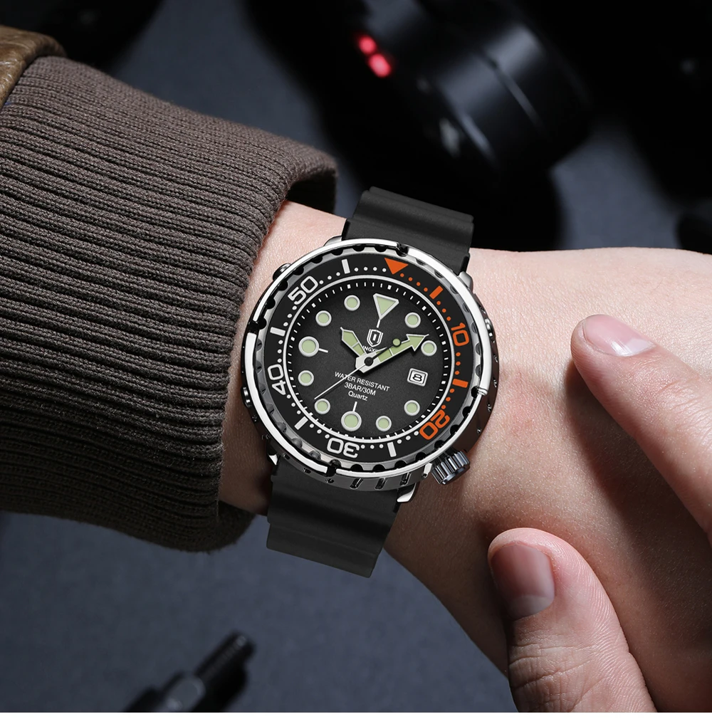 QINGXIYA Sports Men Quartz Watch Silicone Strap Waterproof Luminous Date Wristwatch Mens Military Clock Man Relogio Masculino