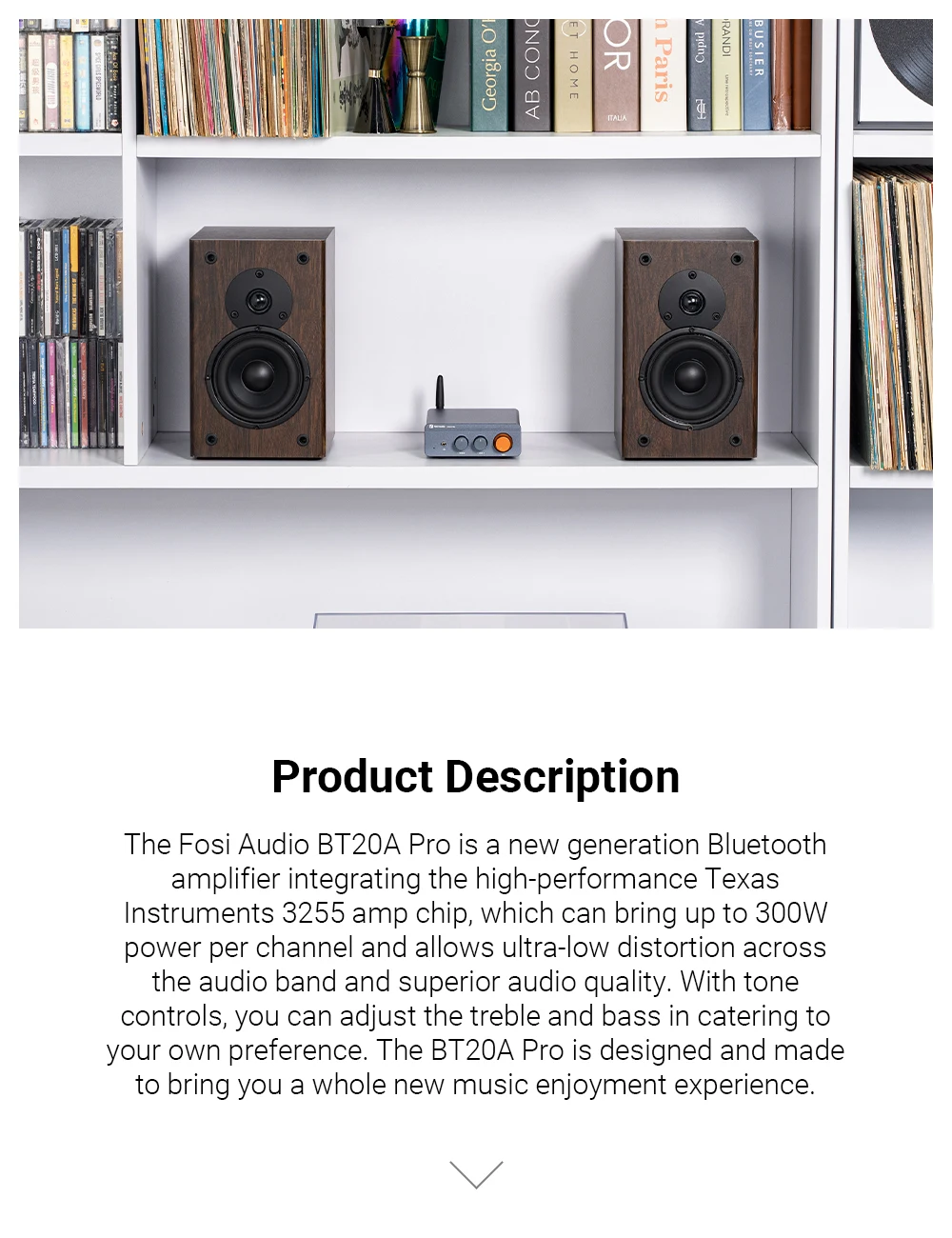 Fosi Audio BT20A Pro TPA3255 Bluetooth Sound Power Amplifier 300W X2 Mini HiFi Stereo Class D Amp Bass Treble For Home Theater