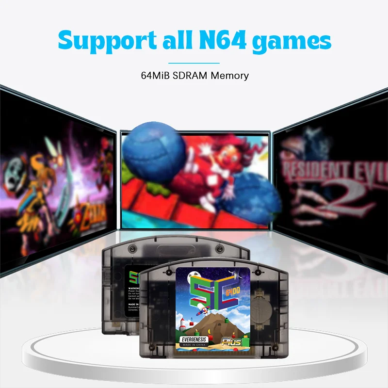 EVERGENESIS 64 Open Source N64 5000 in 1 Game Cartridge For Nintendo 64 Game Card free 32G Card Compatibility Support 64DD Games