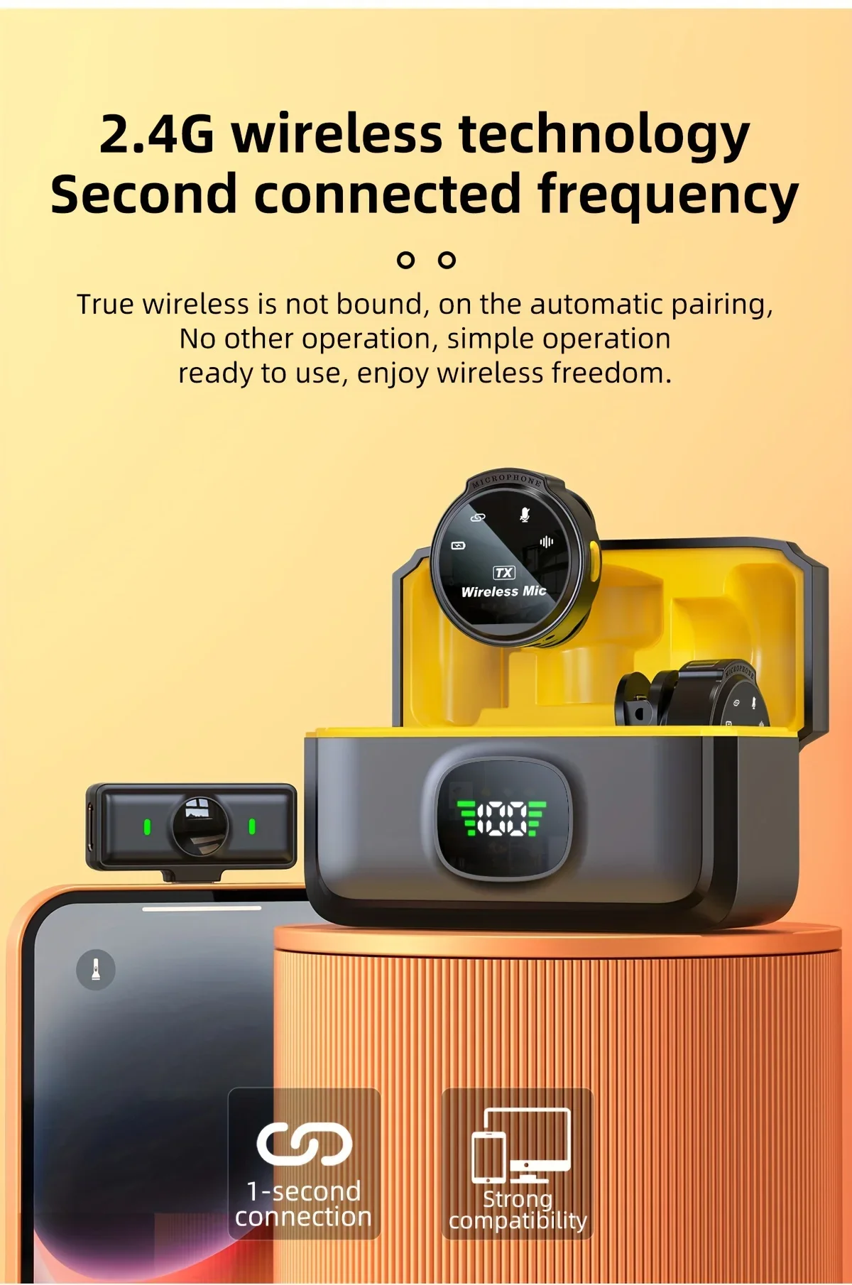 J6 Wireless Lavalier Lapel Microphone Live Streaming Interviews Portable Noise Mini Reduction Audio Video Recording Live Phone