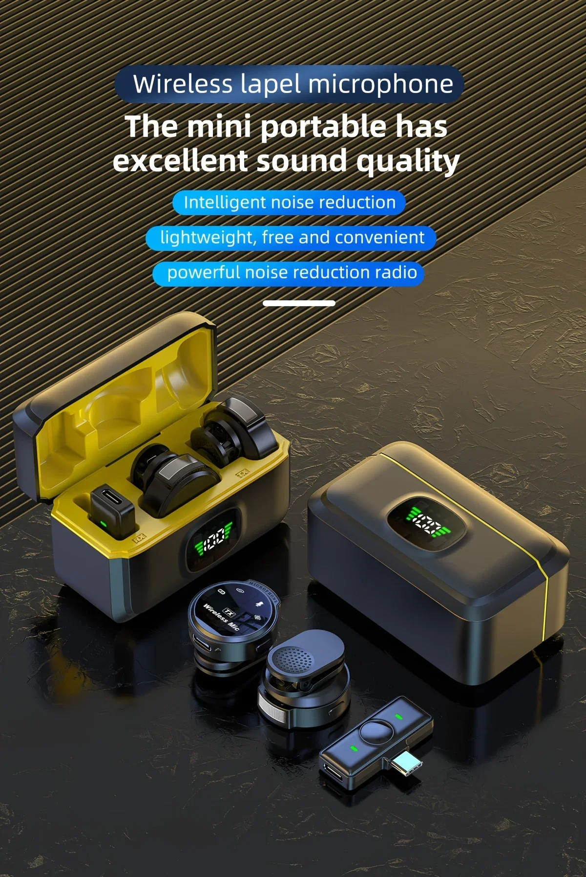 J6 Wireless Lavalier Lapel Microphone Live Streaming Interviews Portable Noise Mini Reduction Audio Video Recording Live Phone