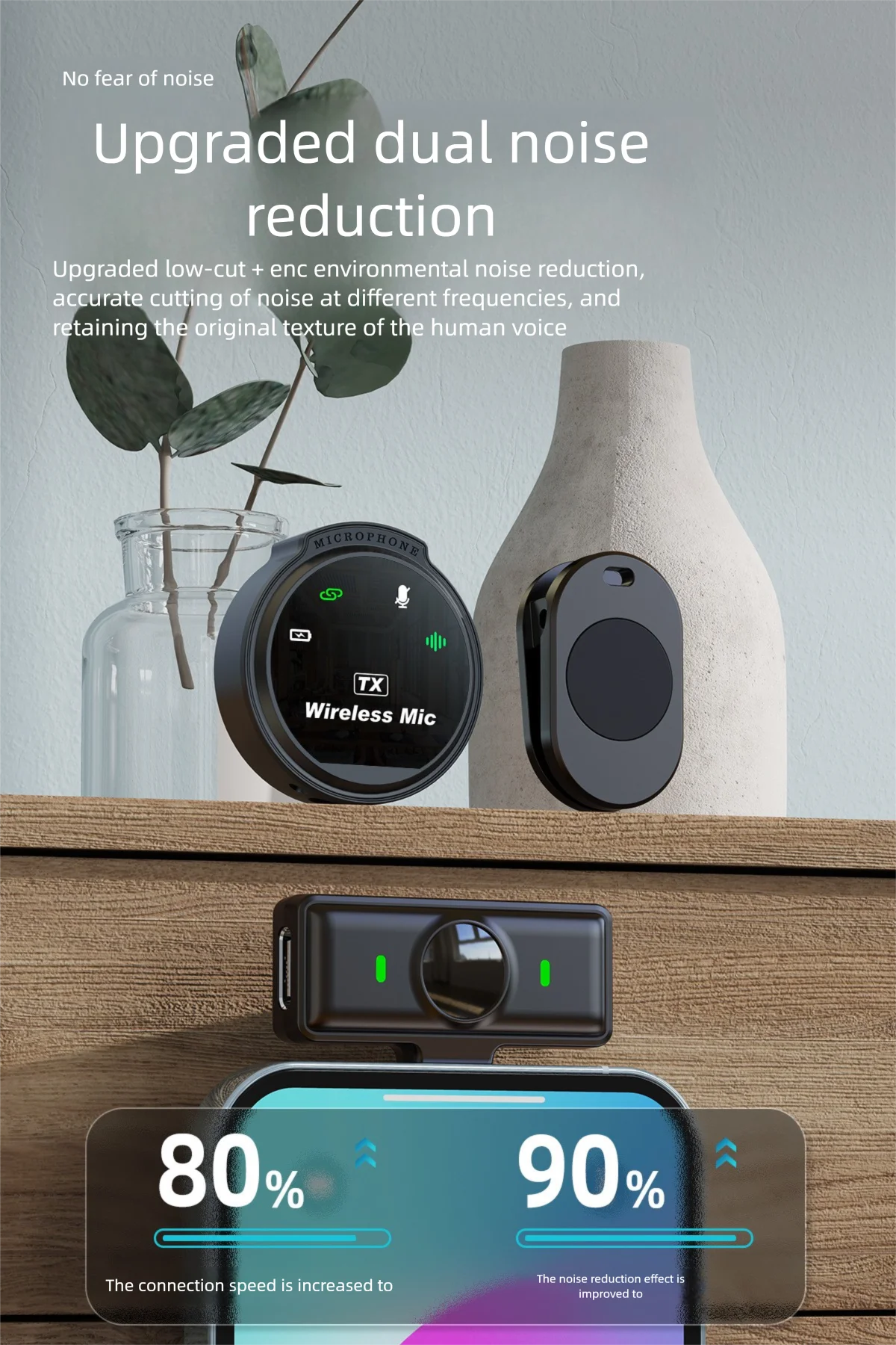 J6 Wireless Lavalier Lapel Microphone Live Streaming Interviews Portable Noise Mini Reduction Audio Video Recording Live Phone