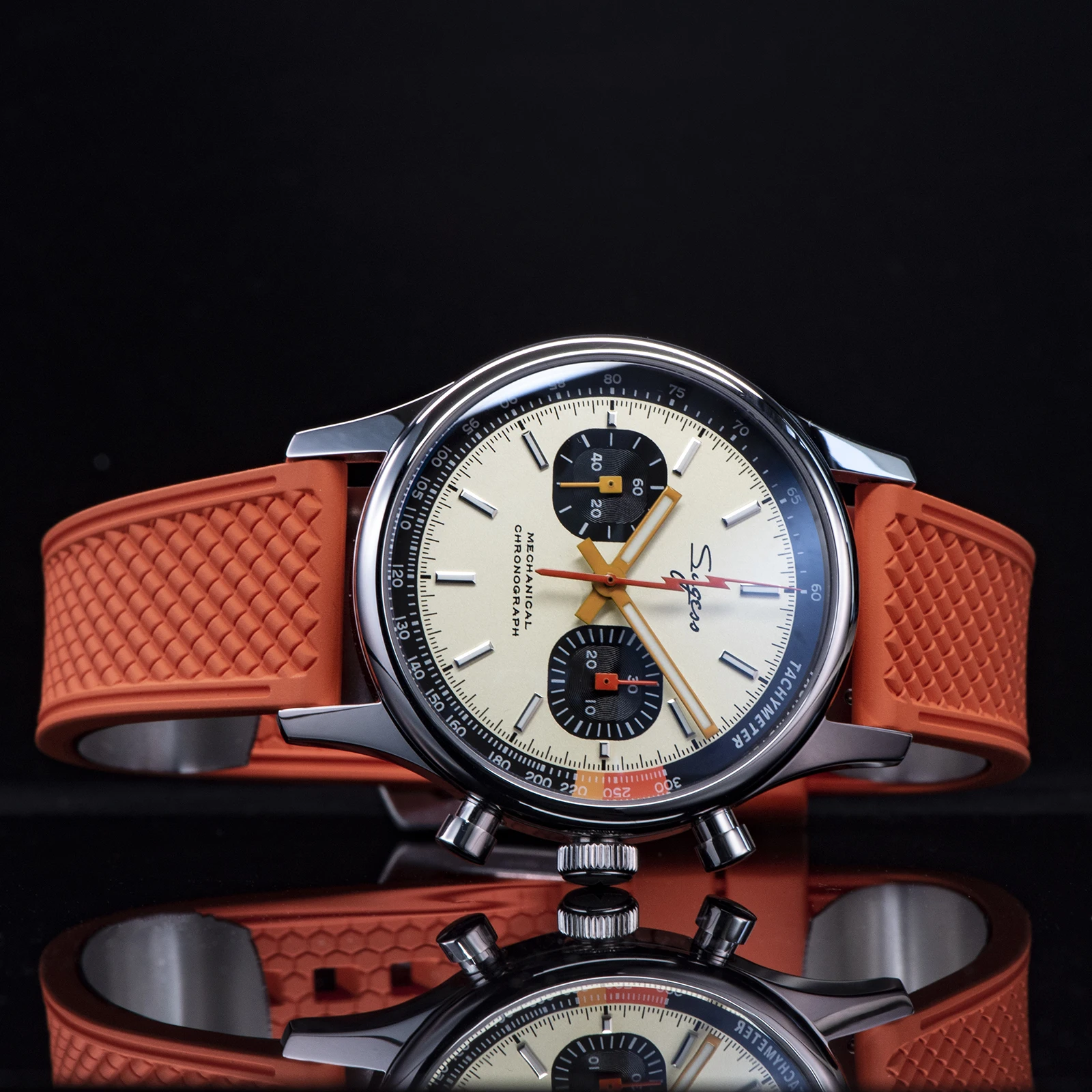 Sugess Pilot Watch with Seagull Movement Swanneck Wristwatch Mechanical Chronograph Sappire Crystal Military Limited Racing 1963