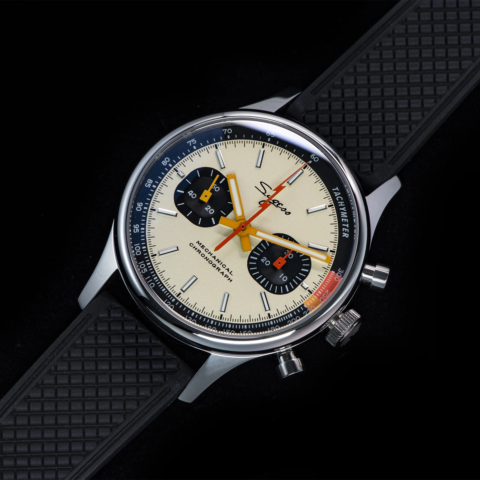 Sugess Pilot Watch with Seagull Movement Swanneck Wristwatch Mechanical Chronograph Sappire Crystal Military Limited Racing 1963