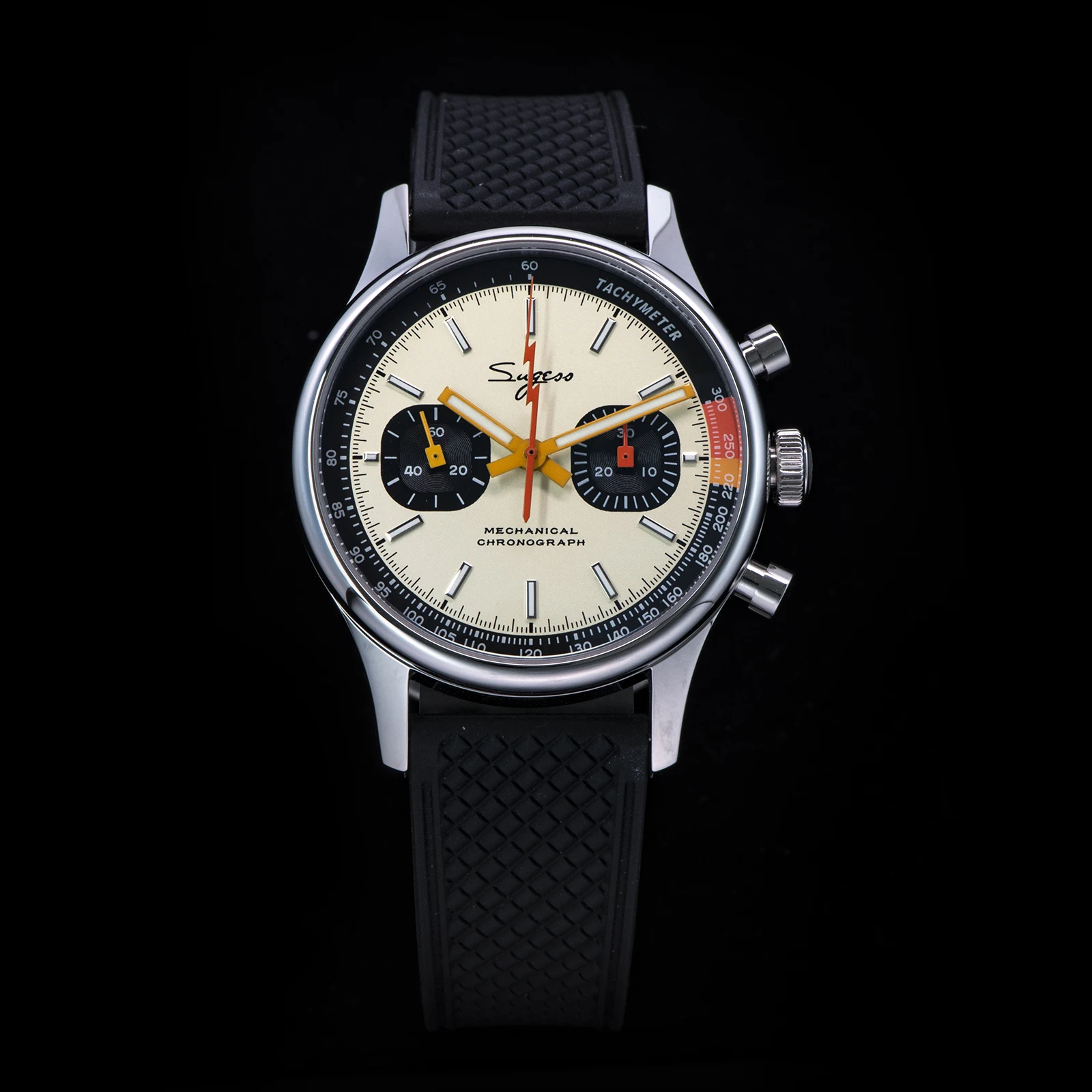 Sugess Pilot Watch with Seagull Movement Swanneck Wristwatch Mechanical Chronograph Sappire Crystal Military Limited Racing 1963