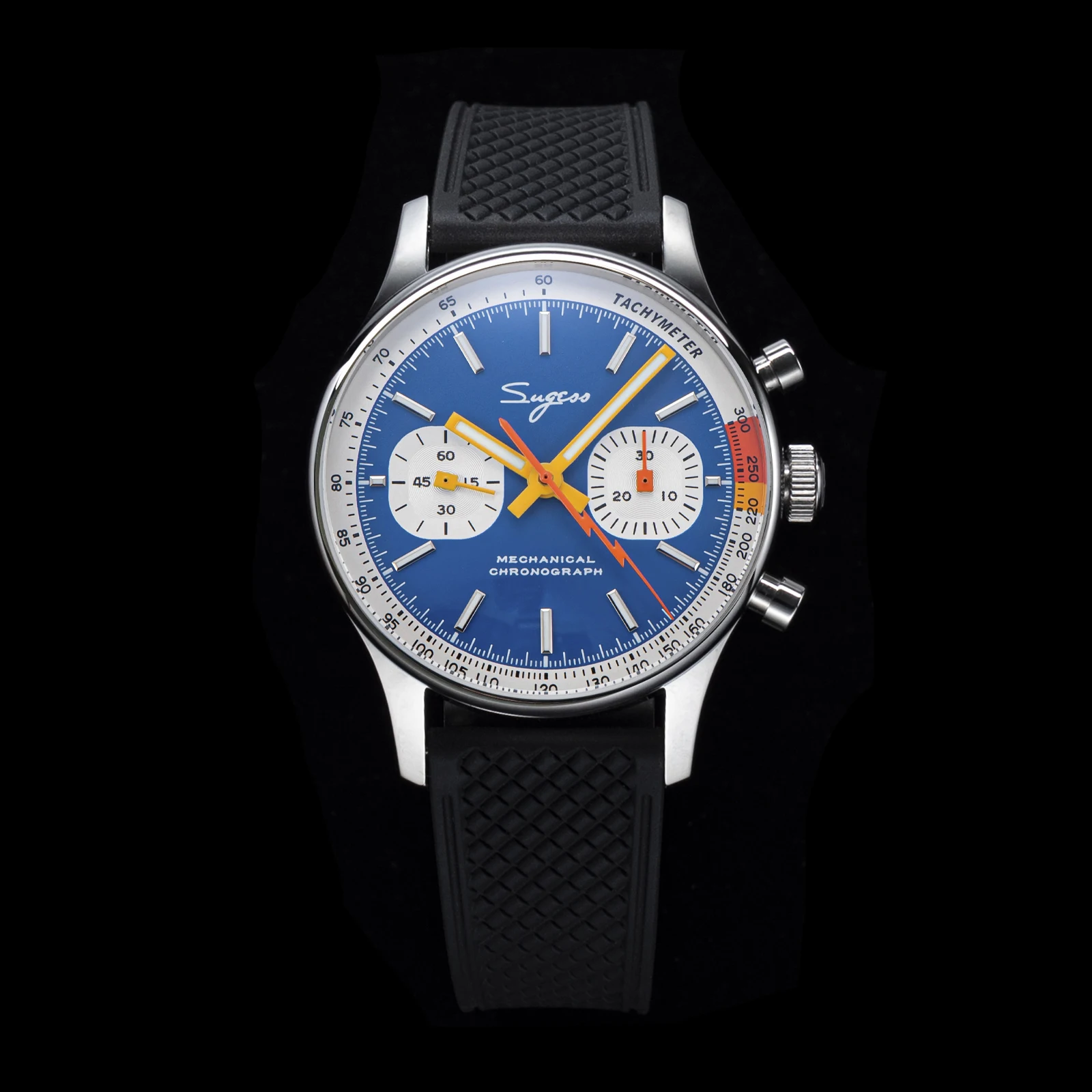 Sugess Pilot Watch with Seagull Movement Swanneck Wristwatch Mechanical Chronograph Sappire Crystal Military Limited Racing 1963