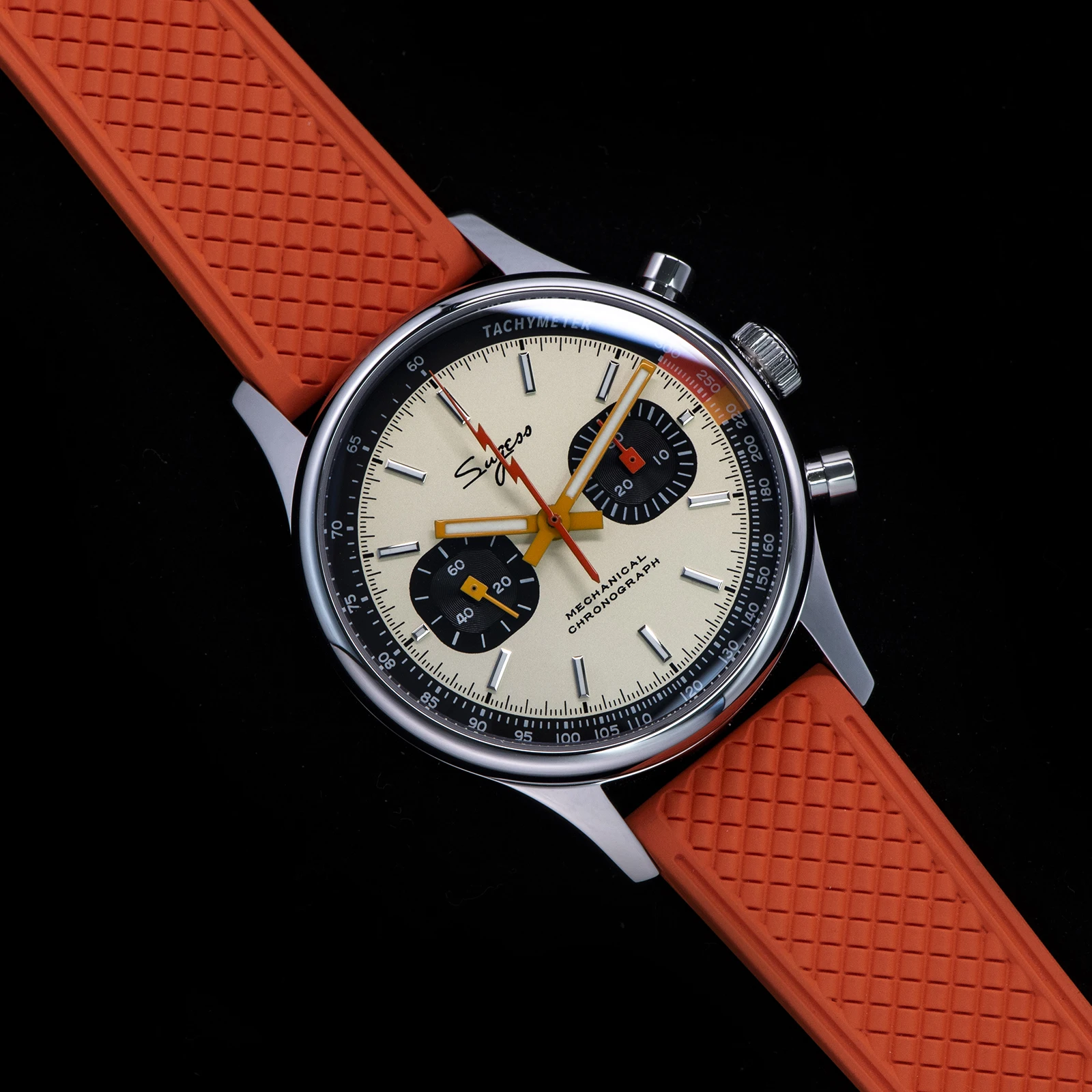 Sugess Pilot Watch with Seagull Movement Swanneck Wristwatch Mechanical Chronograph Sappire Crystal Military Limited Racing 1963