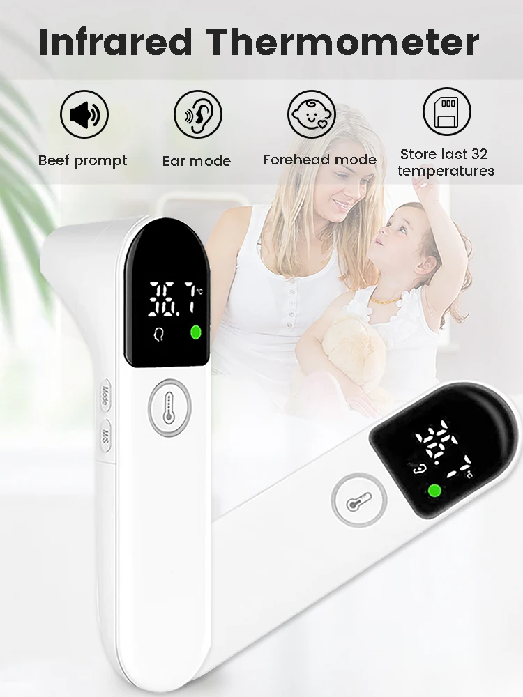 Digital Infrared Thermometer Baby Forehead Ear Non-contact Medical Use Body Temperature Meter Adult IR Measure Fever Termometro
