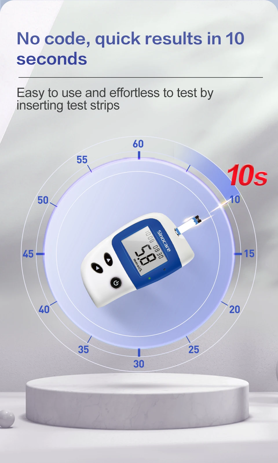Sannuo Sinocare Safe ACCU2 Blood Glucose Meter Blood Sugar Test Kit Diabetes Home Glucometer with 50pcs Strips or Only Strips