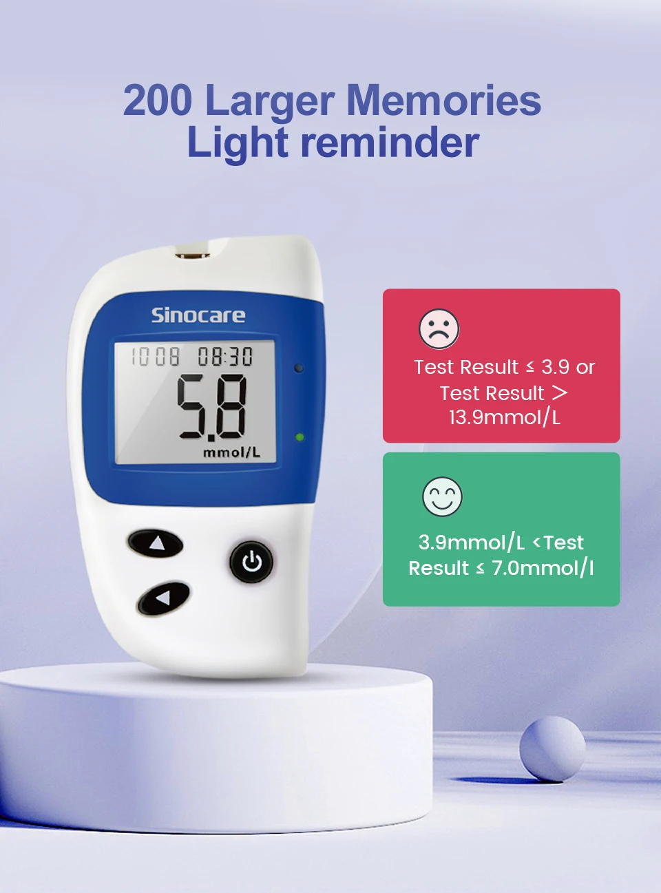 Sannuo Sinocare Safe ACCU2 Blood Glucose Meter Blood Sugar Test Kit Diabetes Home Glucometer with 50pcs Strips or Only Strips