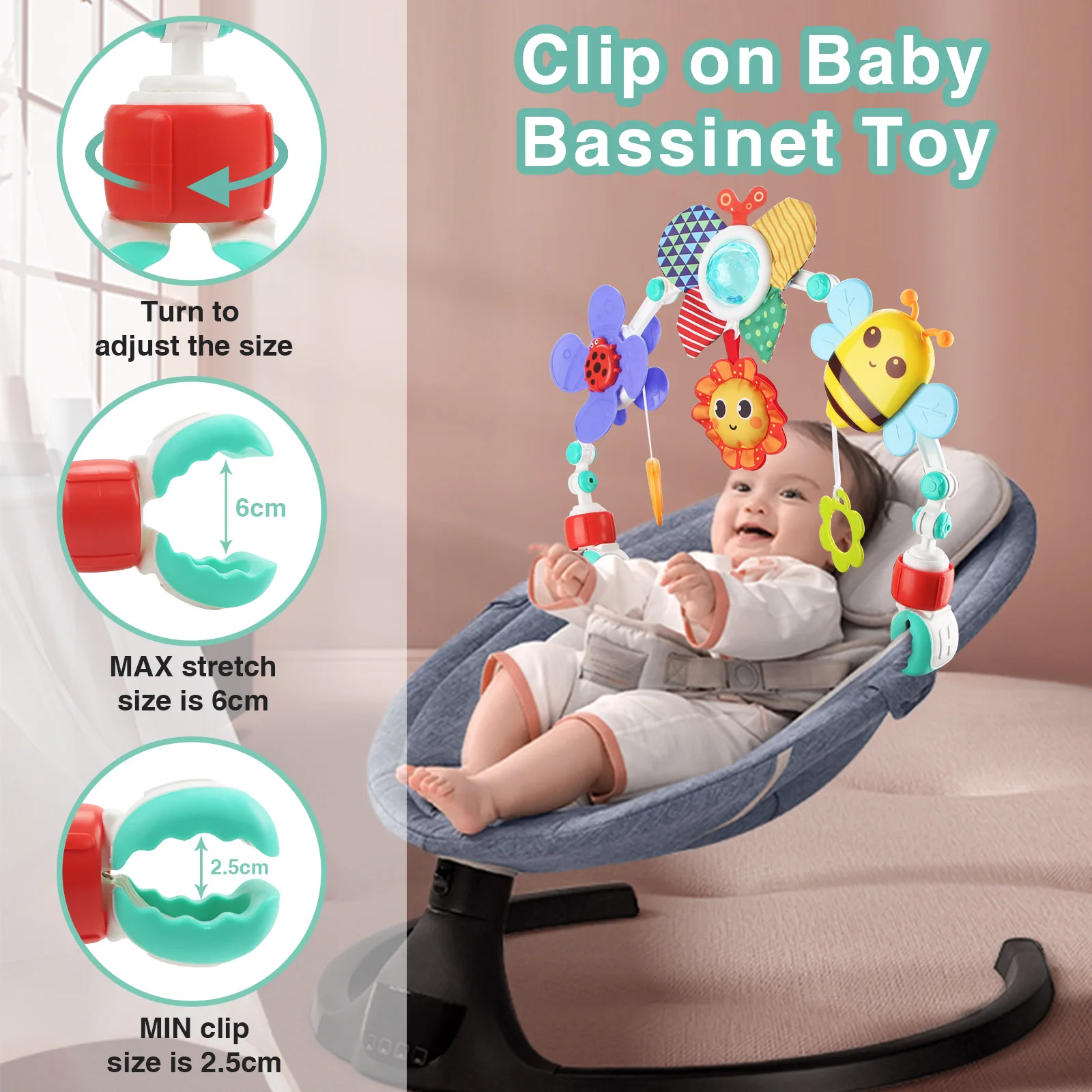 Baby Stroller Arch Toys Bouncer Toy Pram Activity Arch Toys Fine Motor Skills Toys Sensory Development Arch Baby Car Seat Toys