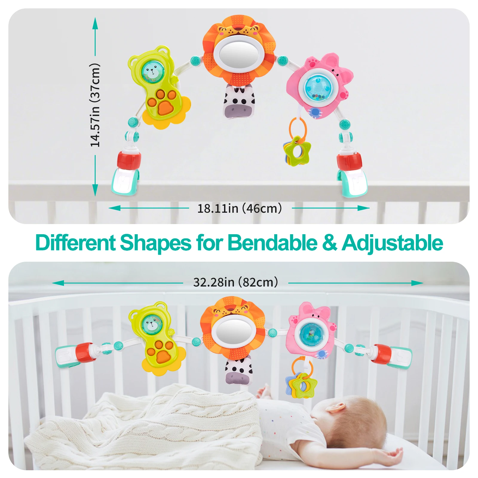 Baby Stroller Arch Toys Bouncer Toy Pram Activity Arch Toys Fine Motor Skills Toys Sensory Development Arch Baby Car Seat Toys