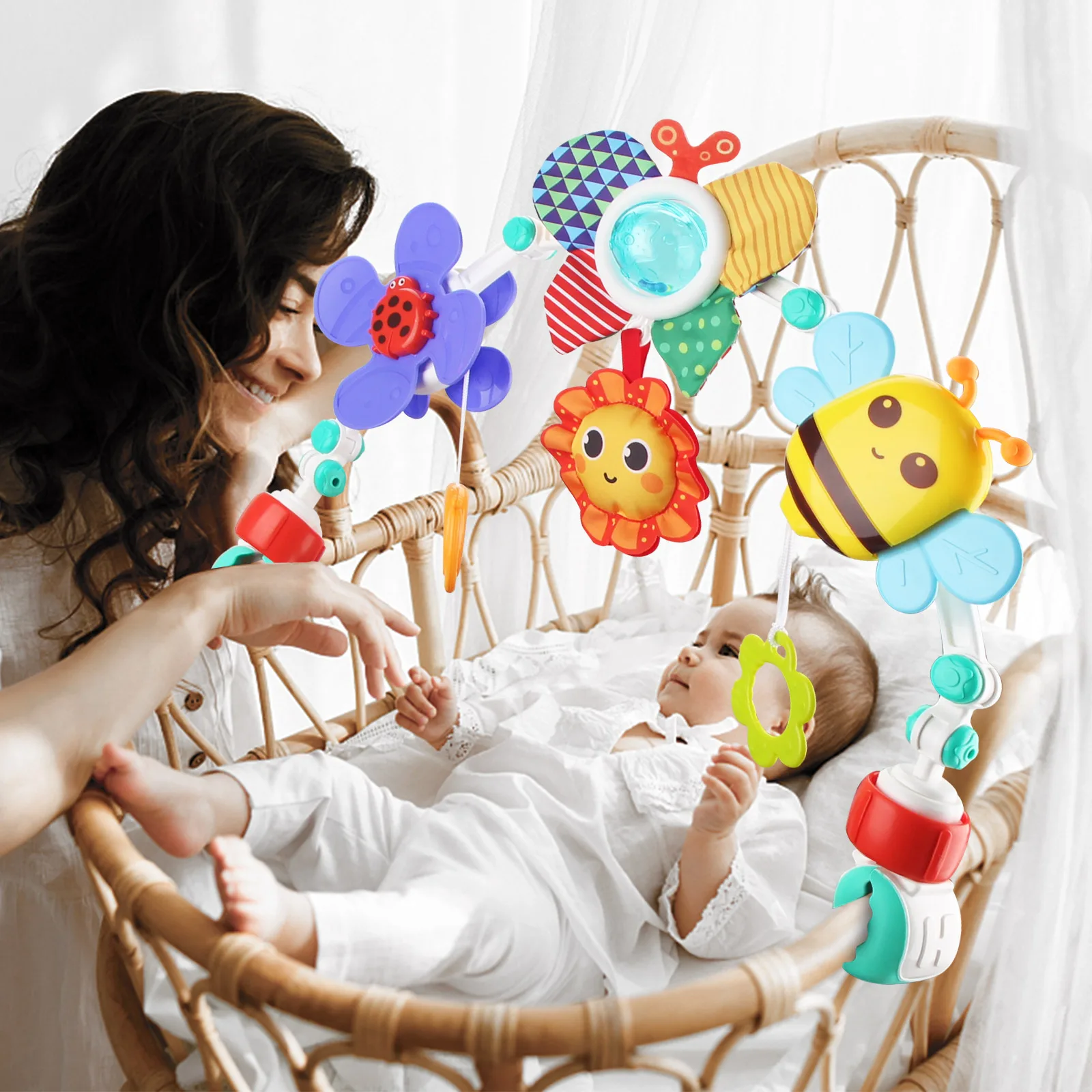 Baby Stroller Arch Toys Bouncer Toy Pram Activity Arch Toys Fine Motor Skills Toys Sensory Development Arch Baby Car Seat Toys