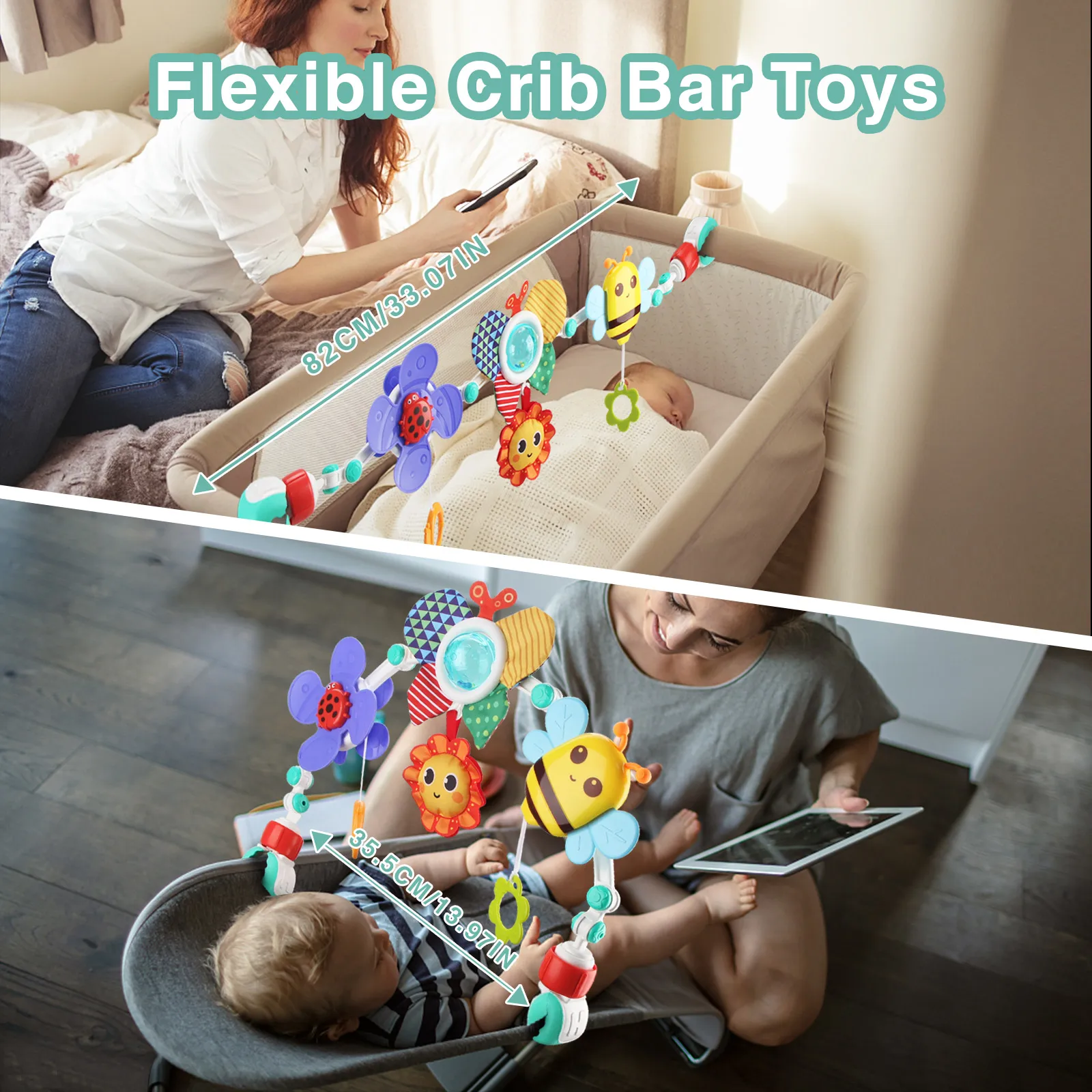 Baby Stroller Arch Toys Bouncer Toy Pram Activity Arch Toys Fine Motor Skills Toys Sensory Development Arch Baby Car Seat Toys