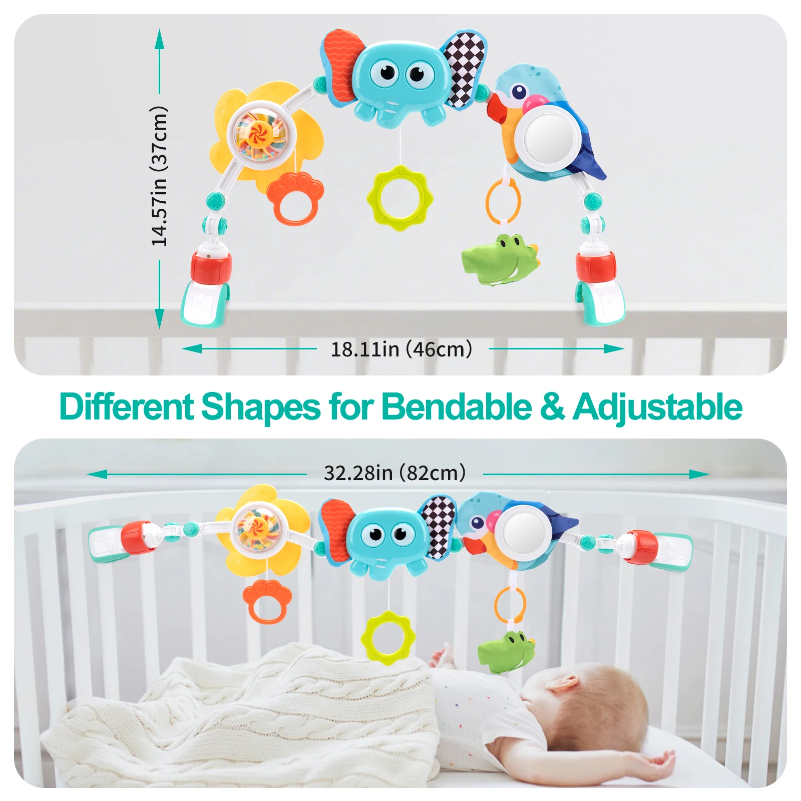 Baby Stroller Arch Toys Bouncer Toy Pram Activity Arch Toys Fine Motor Skills Toys Sensory Development Arch Baby Car Seat Toys