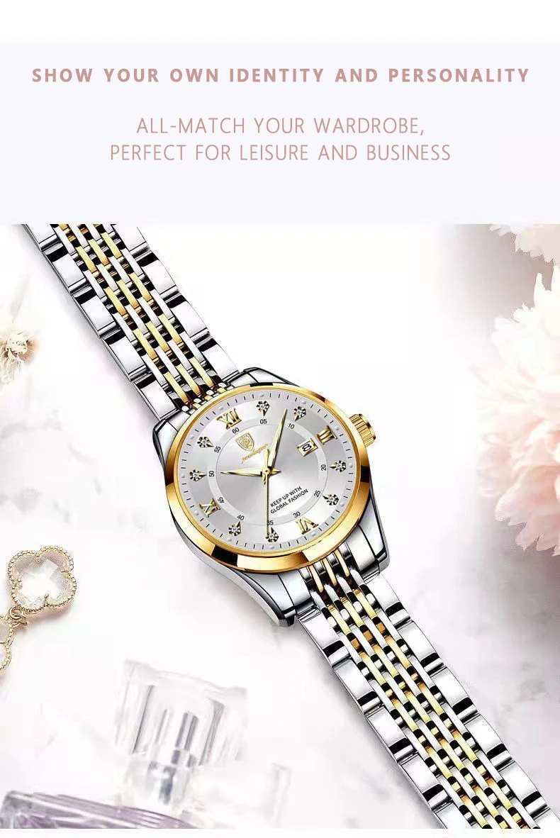 POEDAGAR Luxury Woman Watch Waterproof Stainless Steel Luminous Date Ladies Watch Fashion Simple Casual Women’s Quartz Watches
