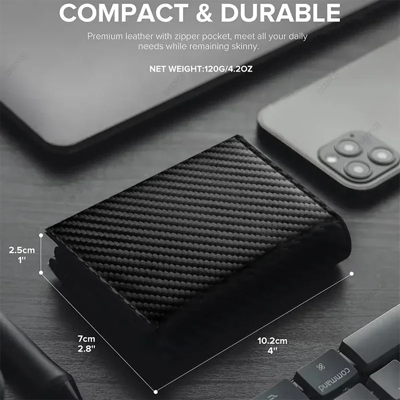 Rfid Credit Card Holder Money Bag Luxury Carbon Fiber Id Bank Cardholder Coin Purse Minimalist Wallet for Men Carteira Masculina
