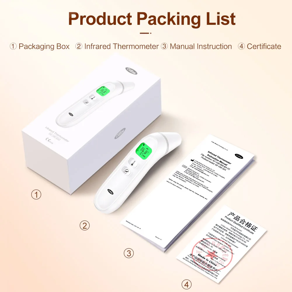 Cofoe Digital Infrared Fever Thermometer Medical Household Infant Adult Forehead Non-contact Body Temperature Ear Thermometer