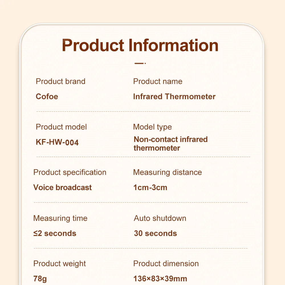 Cofoe Digital Infrared Fever Thermometer Medical Household Infant Adult Forehead Non-contact Body Temperature Ear Thermometer