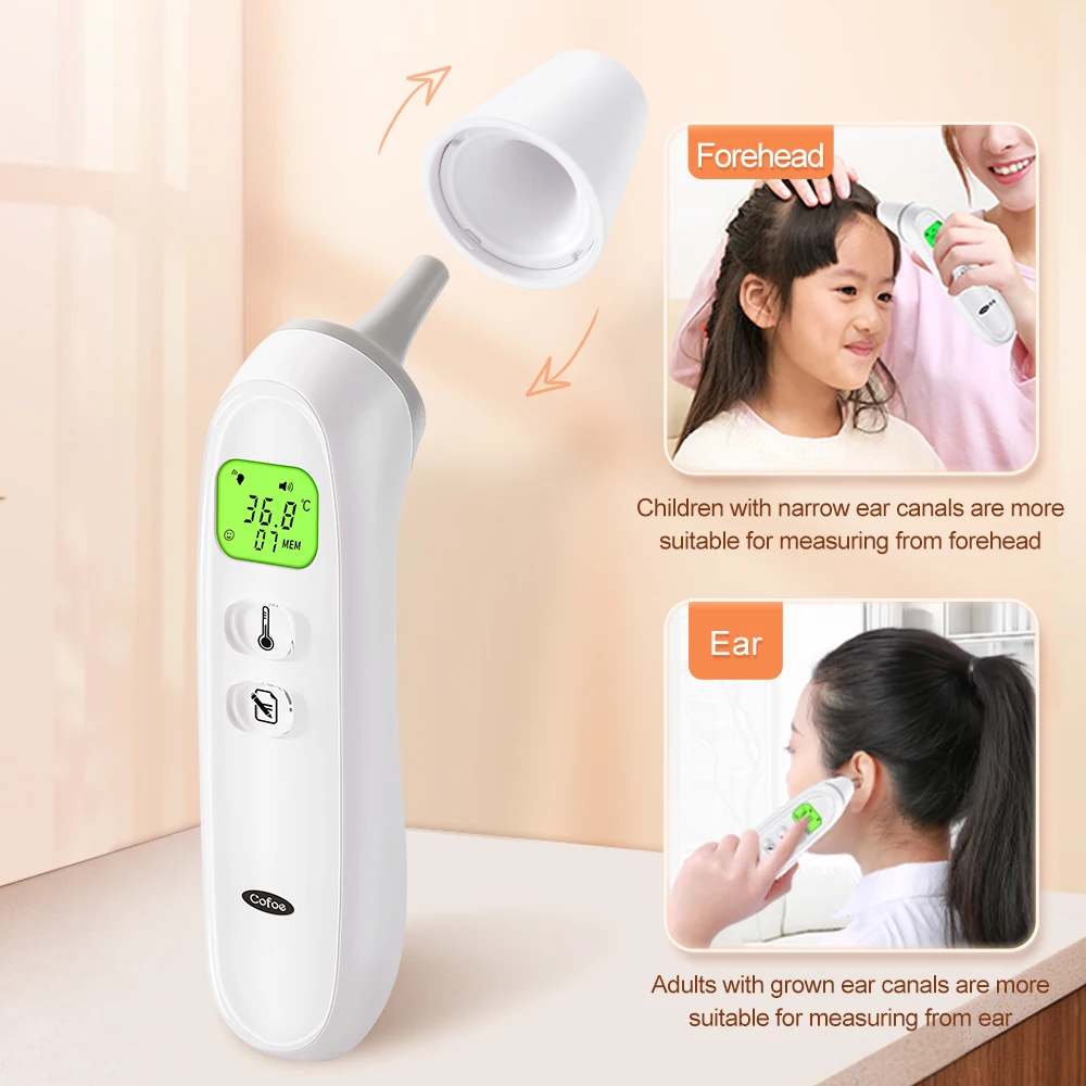 Cofoe Digital Infrared Fever Thermometer Medical Household Infant Adult Forehead Non-contact Body Temperature Ear Thermometer