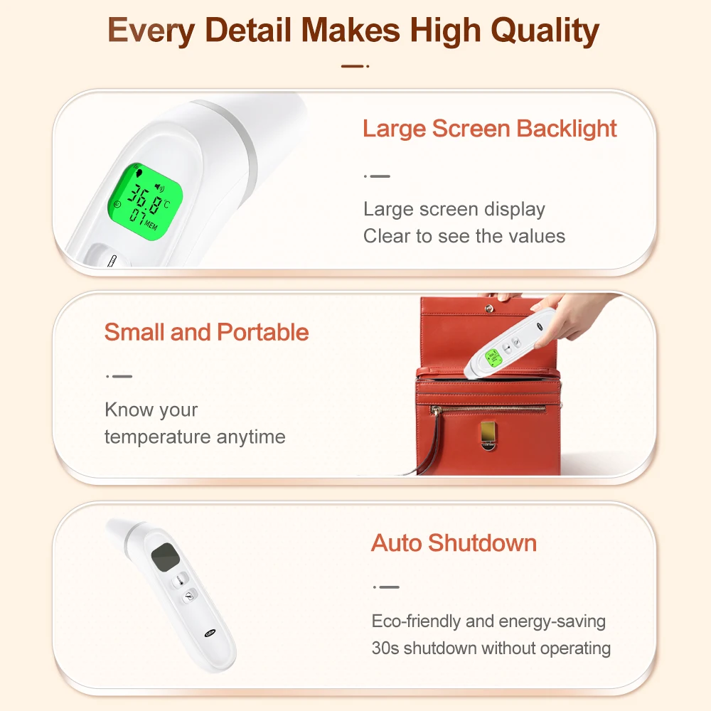 Cofoe Digital Infrared Fever Thermometer Medical Household Infant Adult Forehead Non-contact Body Temperature Ear Thermometer