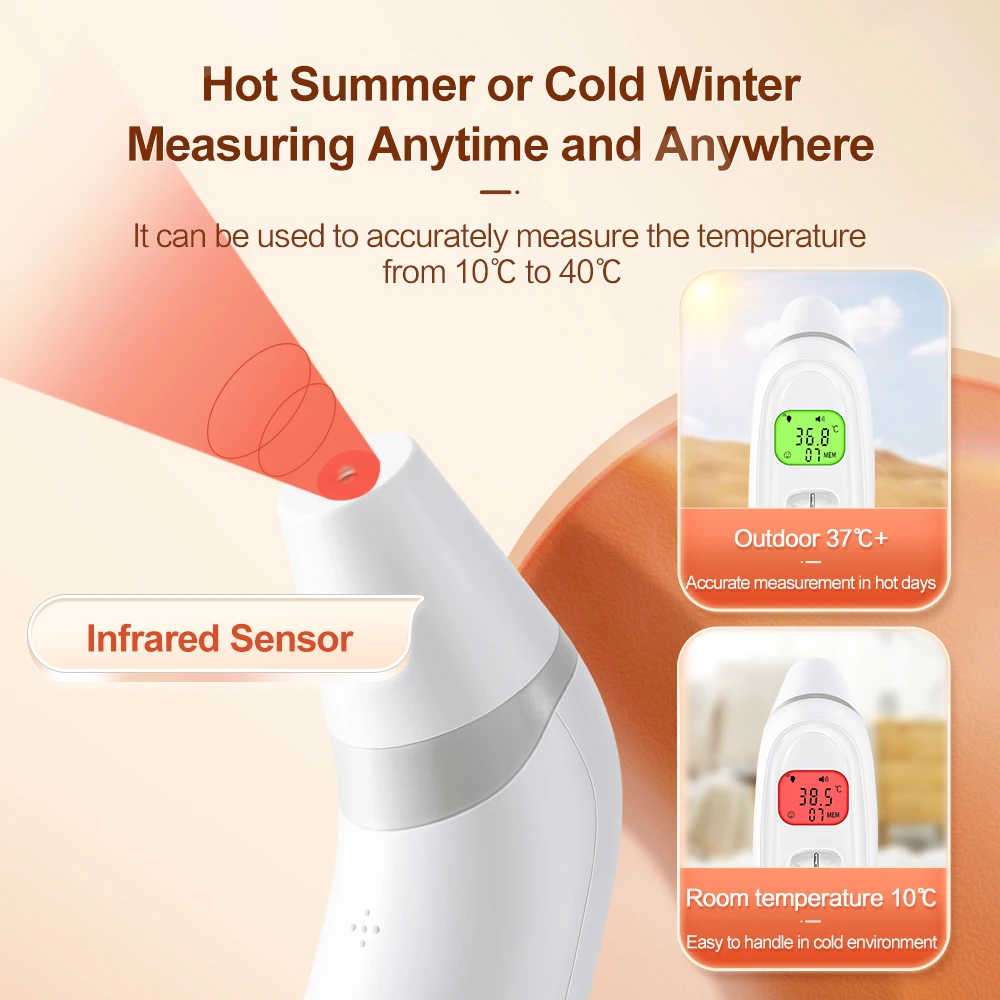Cofoe Digital Infrared Fever Thermometer Medical Household Infant Adult Forehead Non-contact Body Temperature Ear Thermometer