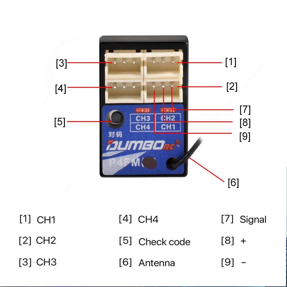 DUMBORC 2.4GHz Receiver P6F P6F(G) P6DC P6DC(G) P4FM(G) P4FM P6FP P10F P10F(G) Receiver with Gyro/without Gyro For RC Car Boat