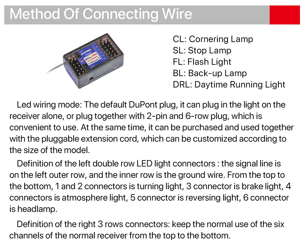 DUMBORC 2.4GHz Receiver P6F P6F(G) P6DC P6DC(G) P4FM(G) P4FM P6FP P10F P10F(G) Receiver with Gyro/without Gyro For RC Car Boat