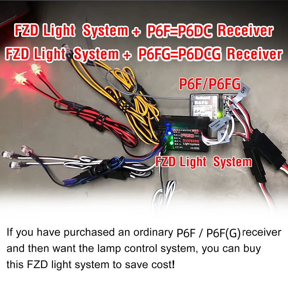 DUMBORC 2.4GHz Receiver P6F P6F(G) P6DC P6DC(G) P4FM(G) P4FM P6FP P10F P10F(G) Receiver with Gyro/without Gyro For RC Car Boat