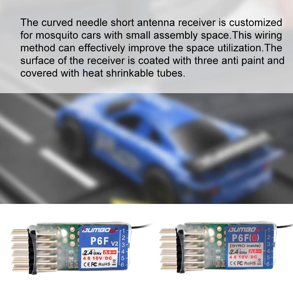 DUMBORC 2.4GHz Receiver P6F P6F(G) P6DC P6DC(G) P4FM(G) P4FM P6FP P10F P10F(G) Receiver with Gyro/without Gyro For RC Car Boat