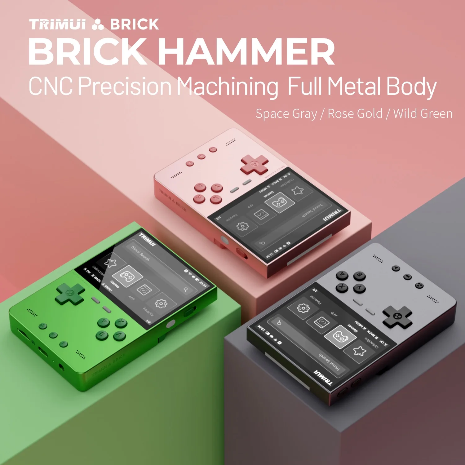 TRIMUI Brick Hammer Portable Handheld Game Player CNC Full Metal 3.2'' IPS Screen Retro Games Linux System Video Gaming Device