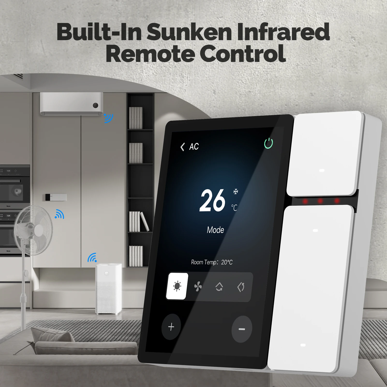 MOES Tuya WiFi Smart Control Panel 3.5" Touch Screen, 3 Relays & Buttons, IR Remote, Bluetooth Sigmesh Hub, Home Automation