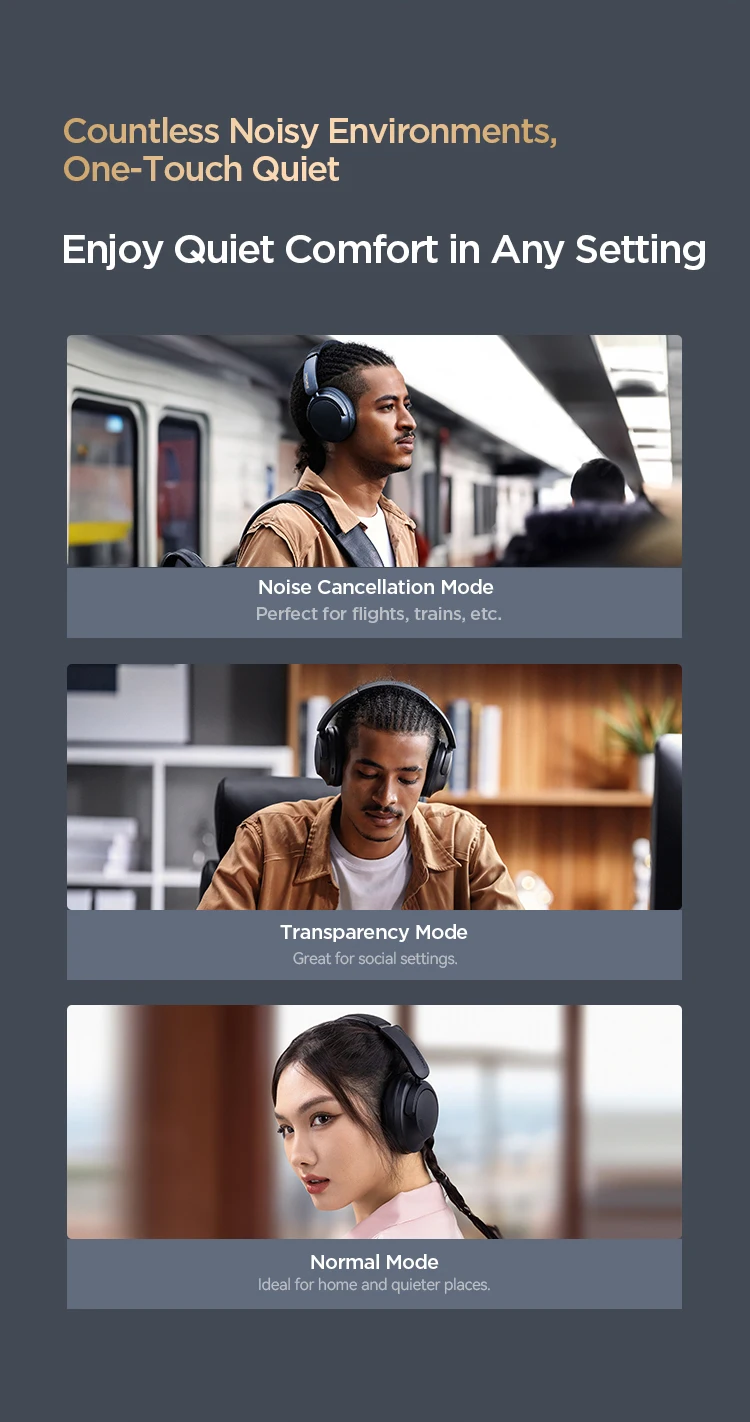 1MORE SonoFlow Pro HQ51 Noise Cancelling Wireless Headphones Bluetooth V5.4 AAC LDAC Hi-Res QuietMax ANC Earphones 100H Playtime
