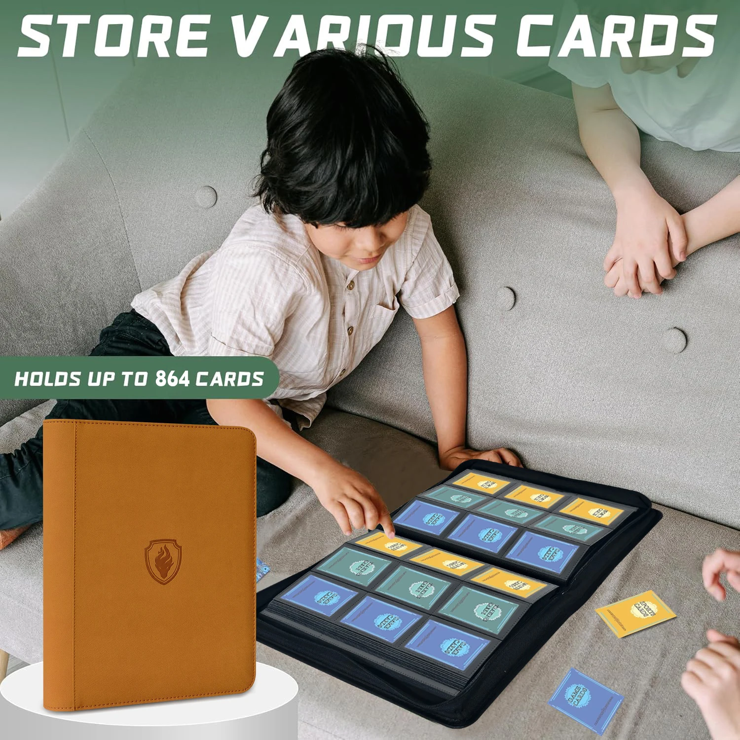 9-Pocket Ring-Less Card Binder, Double Capacity Can Hold 864 Cards, Suitable for Sport/YGO/PTCG/Game Cards