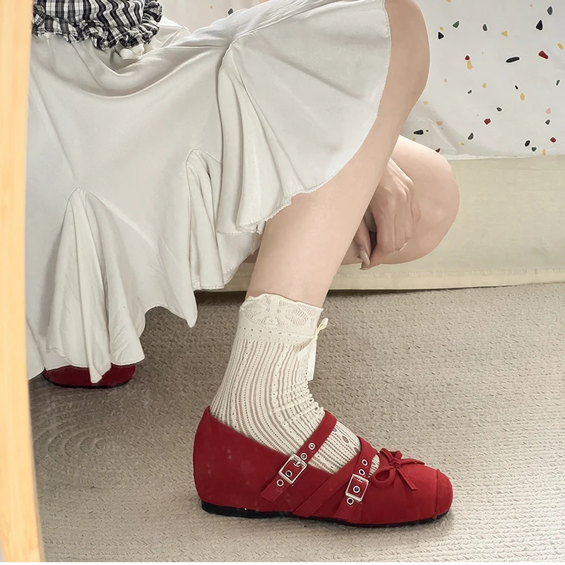 Spring Autumn Butterfly-knot Women Mary Jane Shoes Concise Ladies Ballet Style Shoes Eelgant Internal Elevation Dress Shoes