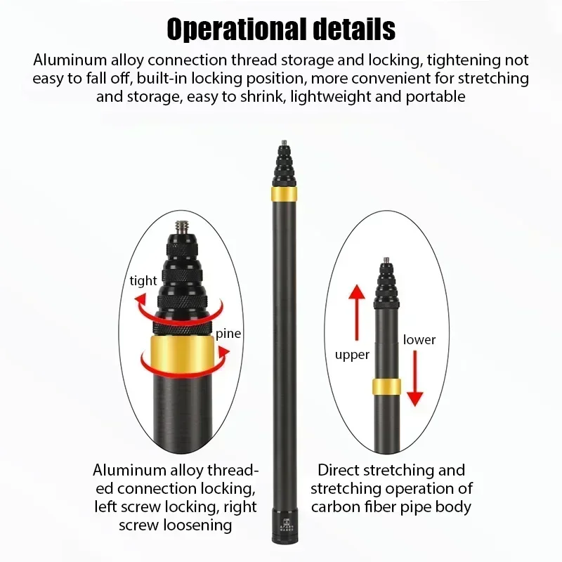Carbon Fiber Selfie Stick Camera Extension Ultra Long Invisible Extension Stick Selfie Stick
