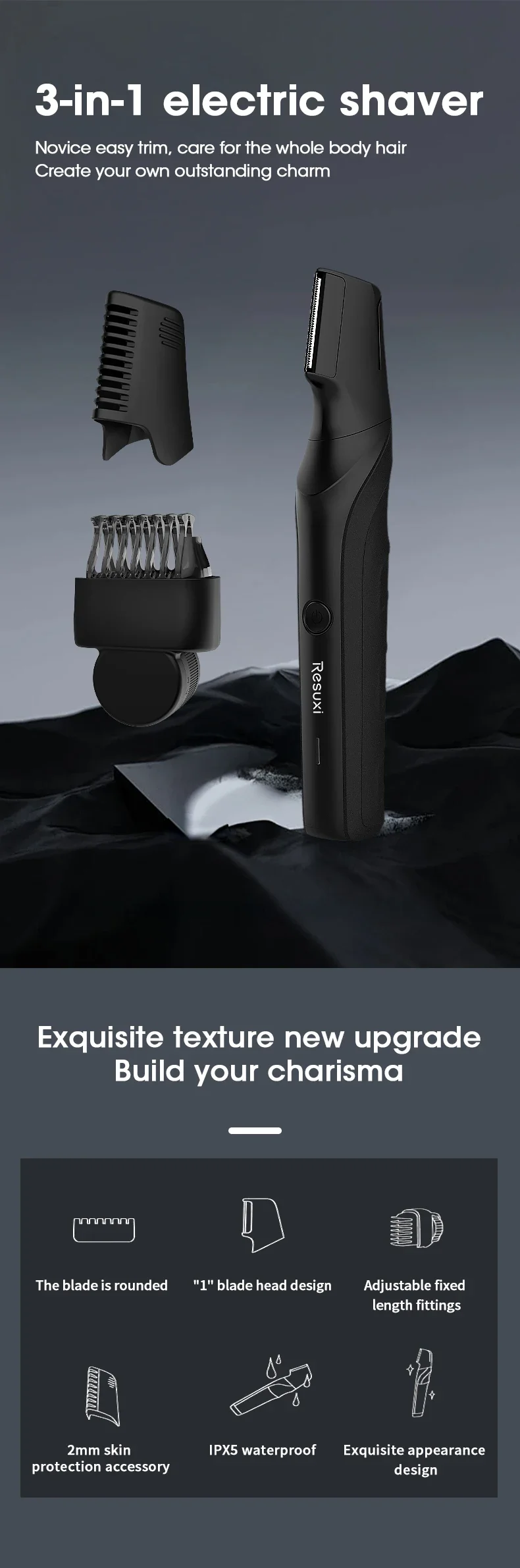 Electric Body Hair Trimmer for Men,Cordless Waterproof Razor Portable Pubic Hair Trimmer for Ball/Groin Pubic Sensitive Area