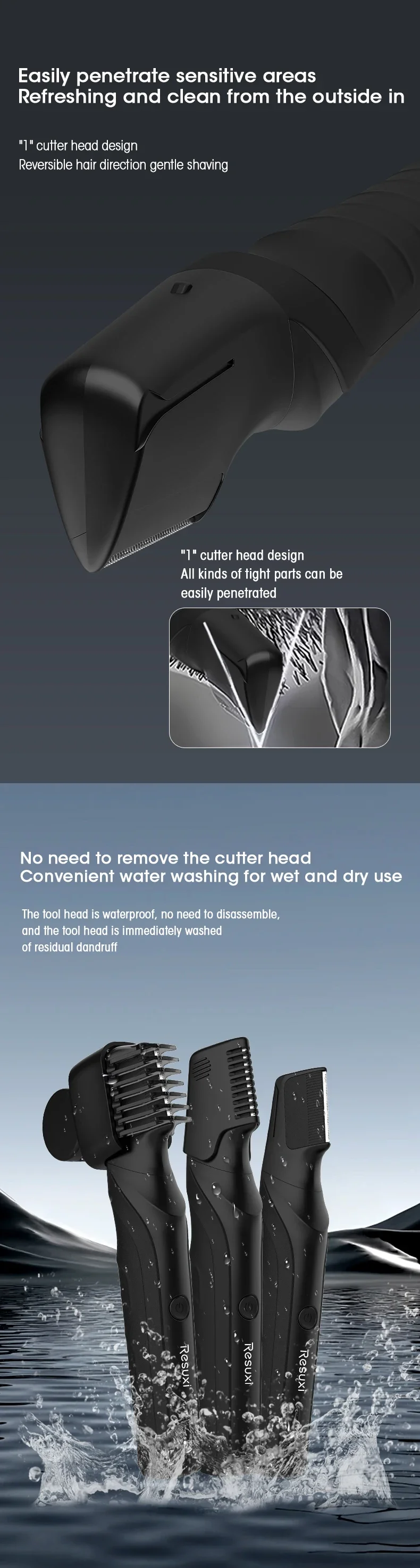 Electric Body Hair Trimmer for Men,Cordless Waterproof Razor Portable Pubic Hair Trimmer for Ball/Groin Pubic Sensitive Area