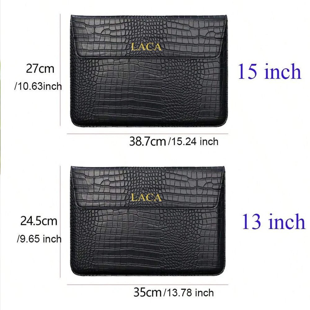 Customized Letter Crocodile PU Leather Men's Laptop Case Bag 13.3/15.4 Pro Laptop Stand Cover Case, Unisex