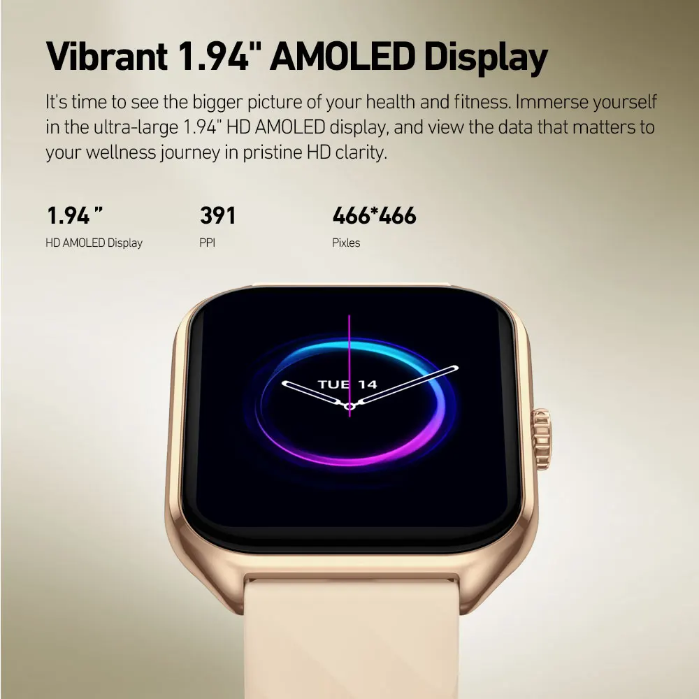Zeblaze GTS 4 Voice Calling Smart Watch 1.94" HD AMOLED Display 100+ Sports Modes Heart Rate SpO2 Health Monitoring Smartwatch