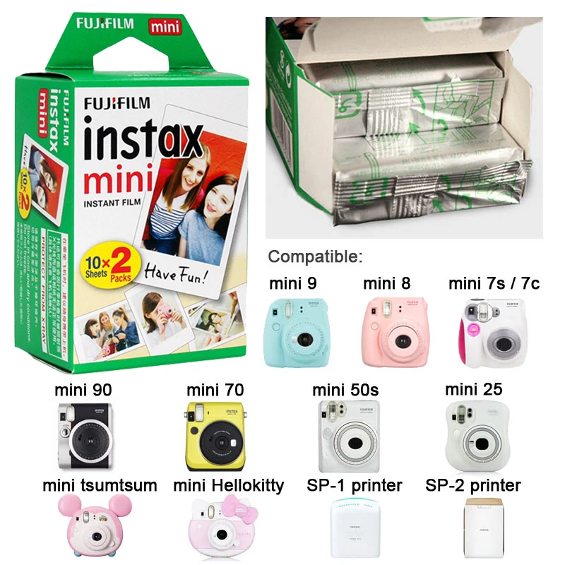 Fujifilm Instax Mini Film White 10 20 40 50 80 100 Sheets For FUJI Instant Photo Camera Mini 12 Mini 11 9 8 7s70 Link EVO Liplay