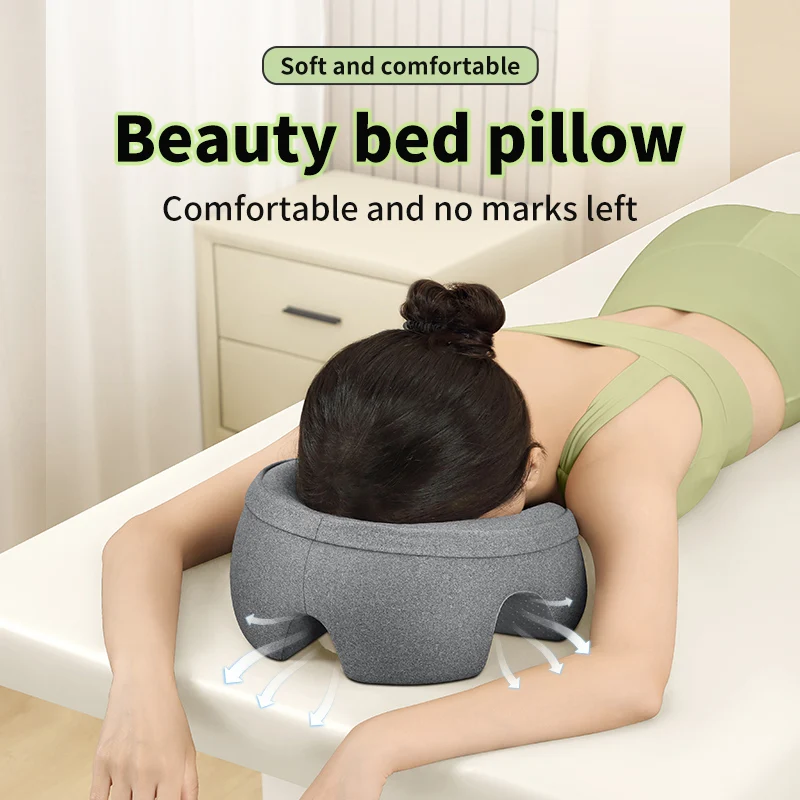 Ergonomics Lying Down Pillow Memory Foam Breathable Head Support Pillow Snap Body Massage Face Rest Pillow for Beauty Salon