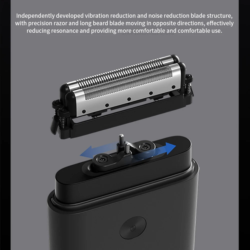 New MIJIA Electric Shaver Reciprocating Dual Blade MSW201 ,Portable IPX7 Waterproof Rechargeable Beard Trimmer Razor for Men