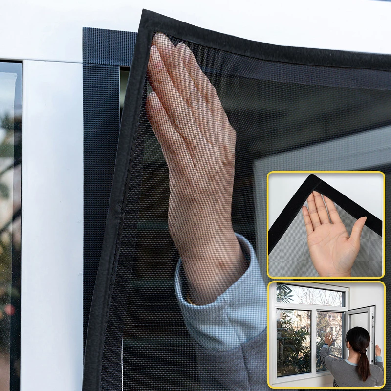 Mosquito Net for Window Screen Inward-Opening Insect Mesh Tulle Invisible Custom Size Black Fiberglass Against Mosquitoes Flies