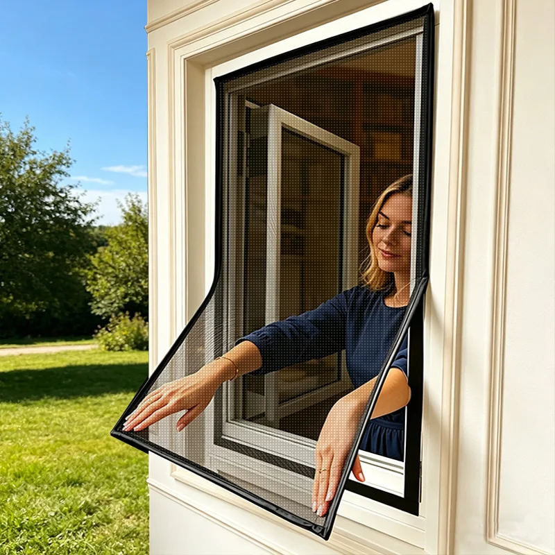 Mosquito Net for Window Screen Inward-Opening Insect Mesh Tulle Invisible Custom Size Black Fiberglass Against Mosquitoes Flies
