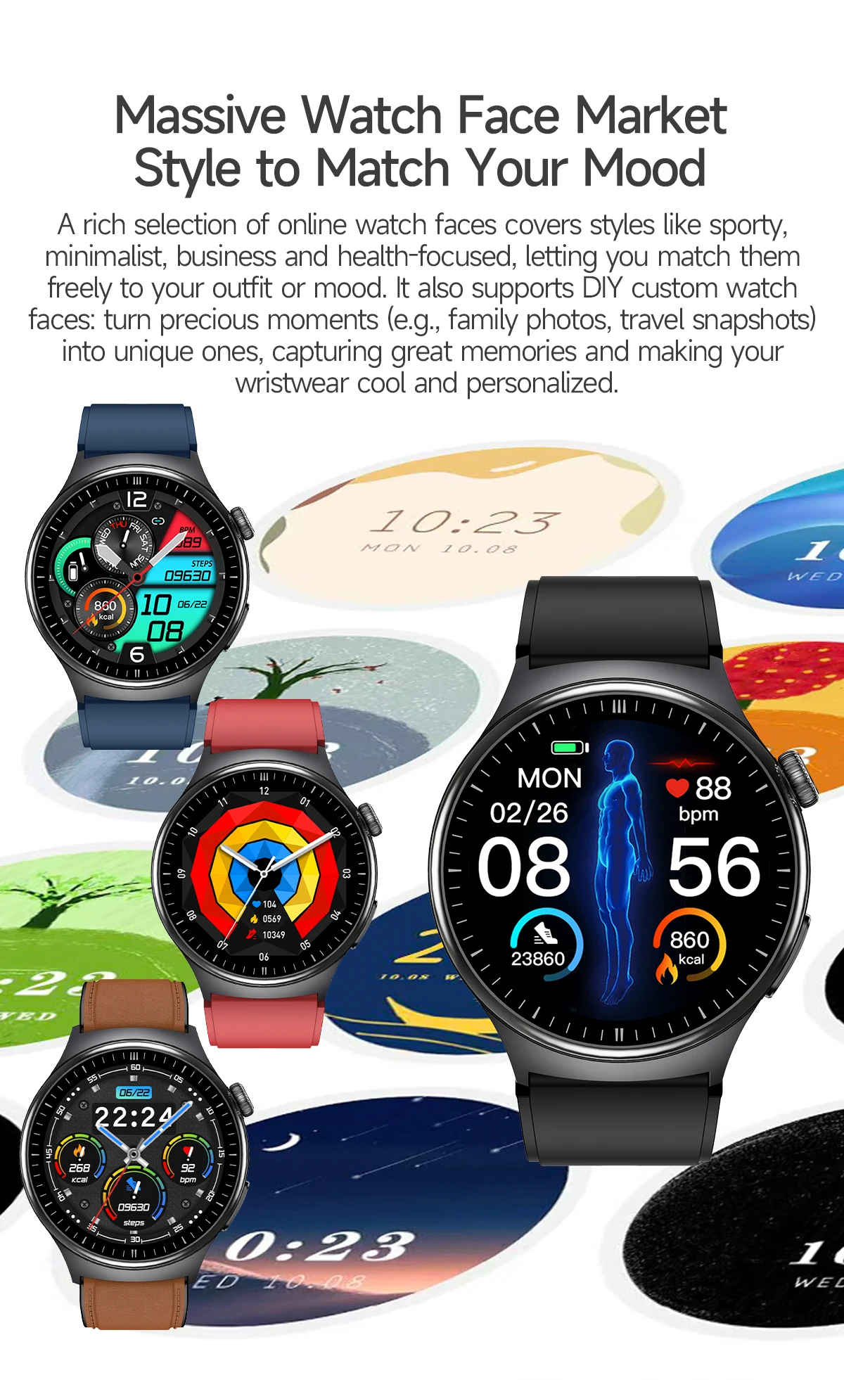 2026 New AI-Diagnosis Care Smartwatch ECG+PPG Accurate Uric Acid Blood Pressure Body Fat Five Organ Fitness Waterproof Smartwatc