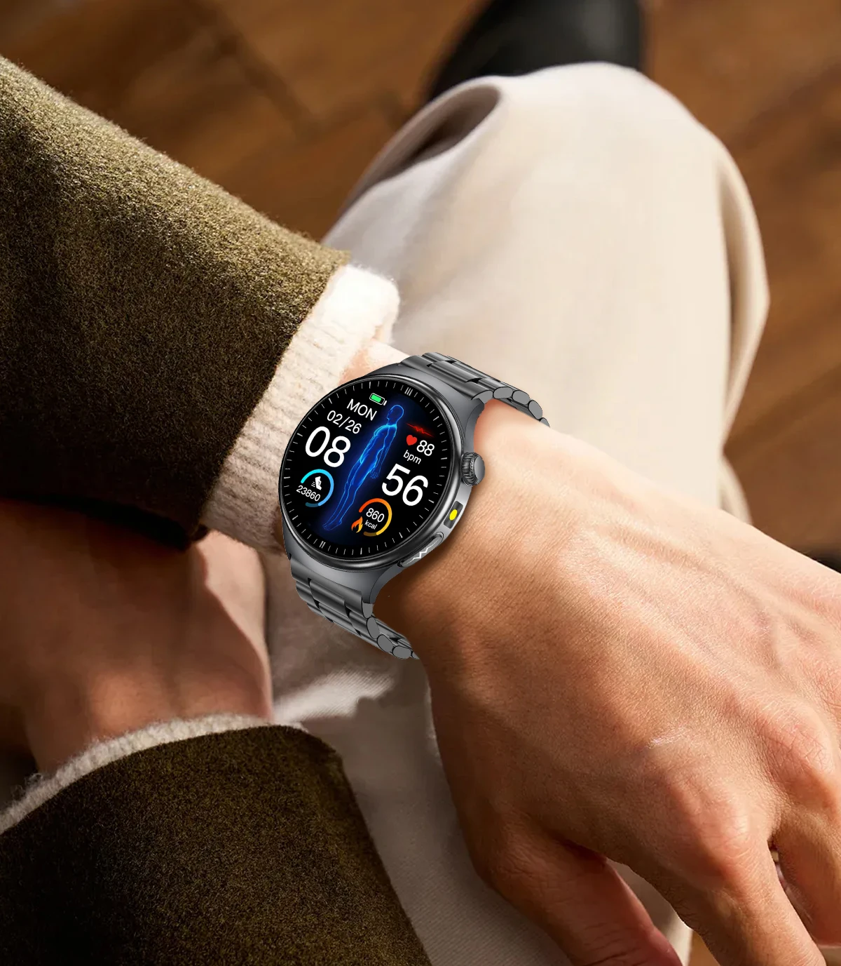 2026 New AI-Diagnosis Care Smartwatch ECG+PPG Accurate Uric Acid Blood Pressure Body Fat Five Organ Fitness Waterproof Smartwatc