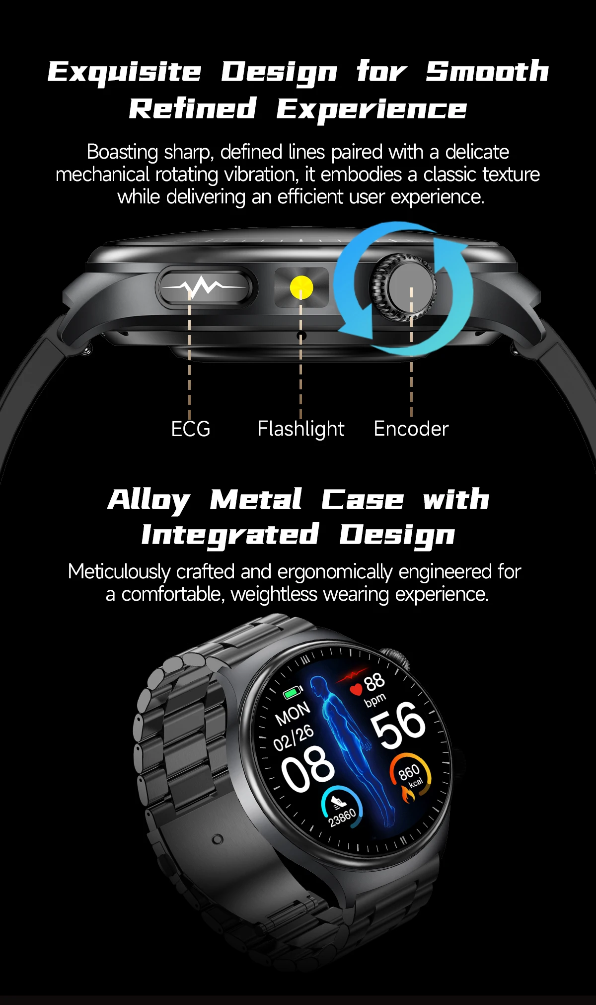 2026 New AI-Diagnosis Care Smartwatch ECG+PPG Accurate Uric Acid Blood Pressure Body Fat Five Organ Fitness Waterproof Smartwatc